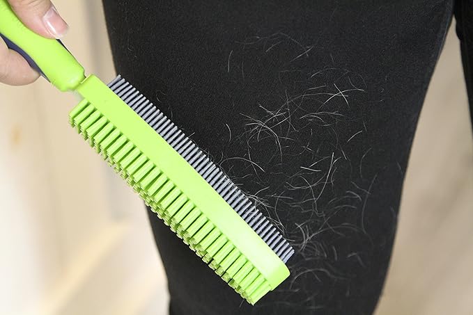 FURemover Duo Pet Hair Rubber Brush, Dual Sided to Easily Remove Fur and Lint from Clothing and Upholstery, Thick Bristles Groom Dogs and Cats, Easy to Clean, Colors May Vary
