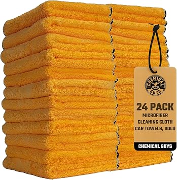 Chemical Guys, Professional Microfiber Towels, 16 x 16 in, Gold, 24 Pack