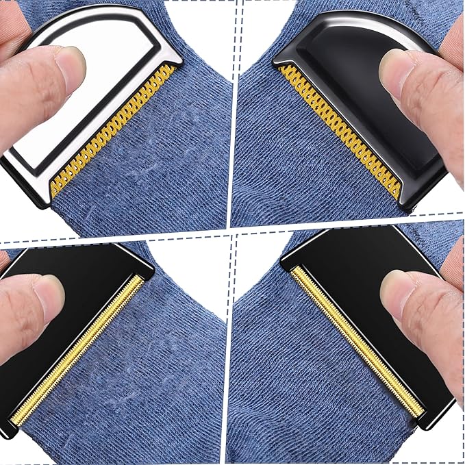 4 Pieces Sweater Combs to Remove Pilling Sweater Defuzzer Multi-Fabric Shaver and Cashmere Comb Wool Pilling Remover Pills, Fuzz from Clothes (Black)