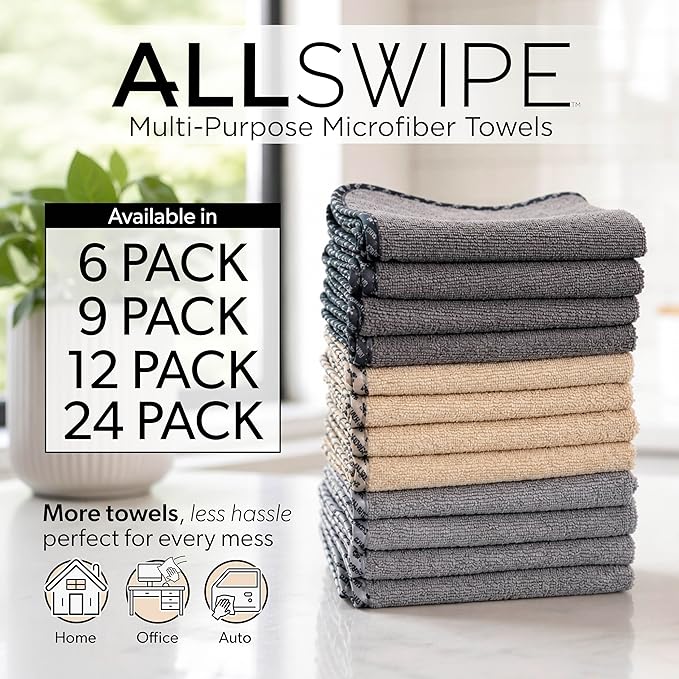 Chemical Guys AllSwipe Multi-Purpose Microfiber Towels for Cars, Microfiber Cleaning Cloth Multi Color Drying Towels Car Detailing for Wash Interior and Glass, 14 x 12 Inch - 6 Pack