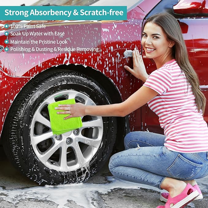 Microfiber Cleaning Cloth, 12 Pack Cleaning Rags, 12" x 12" Microfiber Towel, Lint Free Non-Abrasive Dusting Cloth, Microfiber Towels for Cars Kitchen Garage House Office