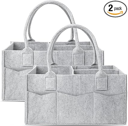 Cute Castle 2 Pack Diaper Caddy Organizer - Portable Baby Caddy Organizer with Handle, Nursery Storage Bin and Car Organ