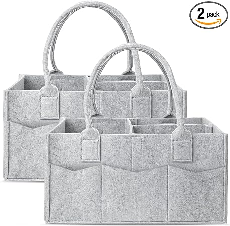 Cute Castle 2 Pack Diaper Caddy Organizer - Portable Baby Caddy Organizer with Handle, Nursery Storage Bin and Car Organ