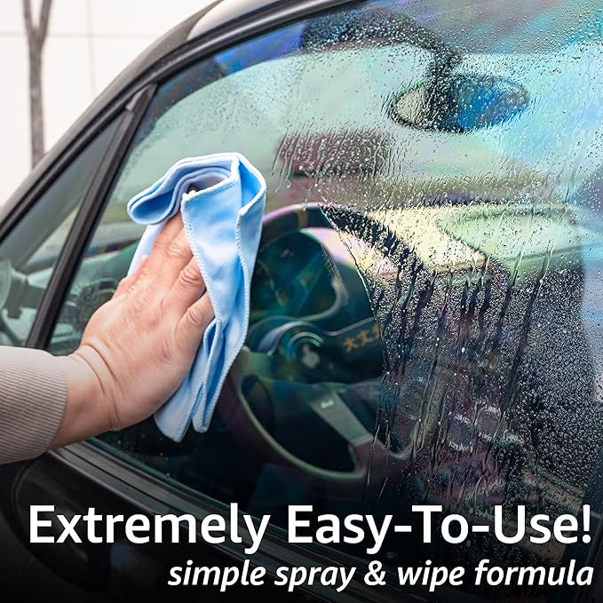 Rev Auto Car Window Cleaning Kit - Includes 32oz Car Window Cleaner and 3 Window Drying Towels | Ammonia Free Glass Cleaner That is Tint Safe | Auto Glass Cleaner/Auto Window Cleaner Spray