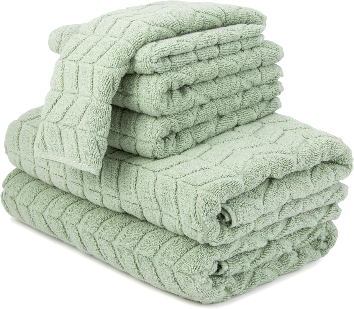 Luxury 100% Cotton Decorative Bath Towel Set, Ultra Soft - Eucalyptus Green