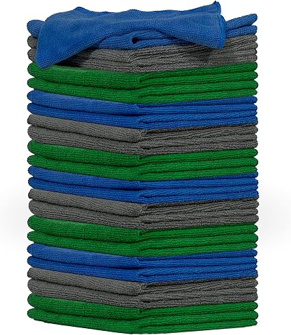 Pinnacle Mercantile Microfiber Cleaning Cloths Extra Large 16x16in Pack of 24 Highly Absorbent Lint Free Streak Free Non