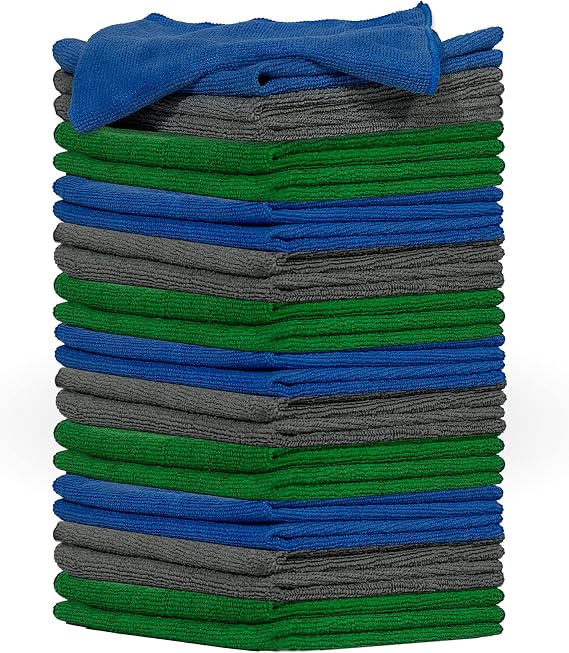 Pinnacle Mercantile Microfiber Cleaning Cloths Extra Large 16x16in Pack of 24 Highly Absorbent Lint Free Streak Free Non