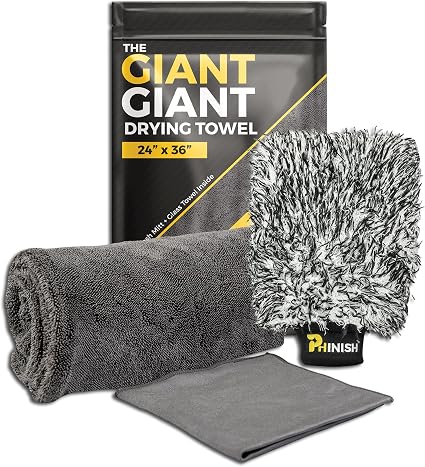 The Giant Giant 24"x36" Car Drying Towel – Ultra Absorbent 1200 GSM Twisted Loop Microfiber, Scratch-Free, Streak-Free, 
