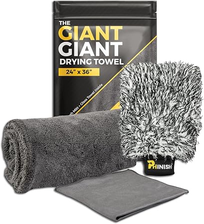 The Giant Giant 24"x36" Car Drying Towel – Ultra Absorbent 1200 GSM Twisted Loop Microfiber, Scratch-Free, Streak-Free, 