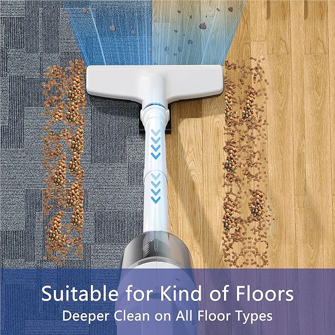 6-in-1 Lightweight Stick Vacuum Cleaner with 100W Powerful Motor, Mini Portable Household Handheld Vacuum Cleaner for Domestic Hard Floors, Carpets and Pet Hair(Porcelain White Corded)