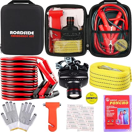 Roadside Emergency Car Kit,with Jumper Cables Roadside Kit Car Safety Kits