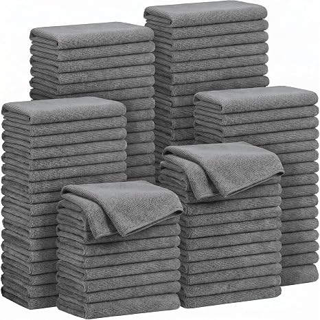 Preboun 300 Pack 12 x 16 Inch Microfiber Cleaning Cloth Bulk Multipurpose Reusable Washable Cleaning Rags Absorbent Towe