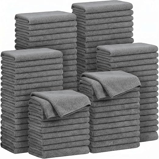Preboun 300 Pack 12 x 16 Inch Microfiber Cleaning Cloth Bulk Multipurpose Reusable Washable Cleaning Rags Absorbent Towe