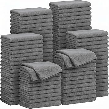 Preboun 300 Pack 12 x 16 Inch Microfiber Cleaning Cloth Bulk Multipurpose Reusable Washable Cleaning Rags Absorbent Towe