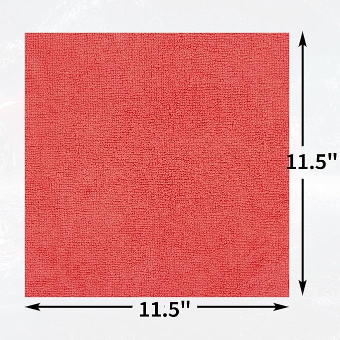 Shop Towels Rags, 100 Pack Microfiber Cleaning Cloth Bulk Absorbent Detailing Rags, Lint-Free Microfiber Towels for Cars, Mechanic, Shop, Garage & Housekeeping 11.5"*11.5" Red