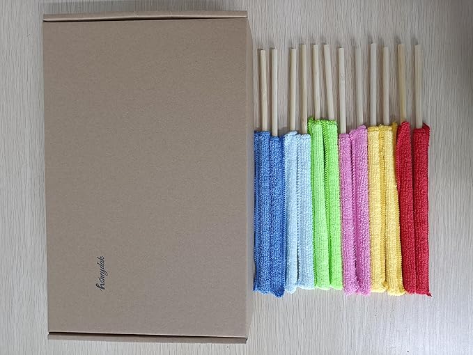 Honeydak 12 Pieces Microfiber Detail Duster Sticks Mini Duster Crevice Cleaning Tool Car Air Vent Cleaner Fan Cleaning Brush for Home Air Vent Window The Smallest Spaces
