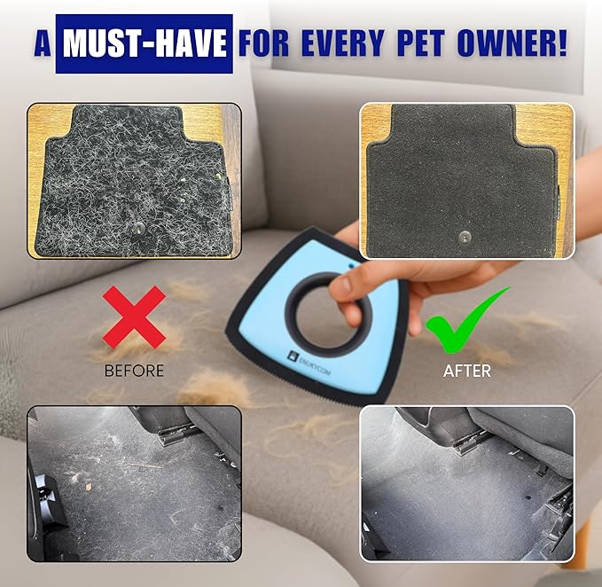 Pet Hair Removal Tool for Car Detailing – 2025 Upgrade Dog Hair Remover for Car Auto, Couch, Carpet & Furniture – Reusable Pet Hair Scraper for Car Interior & Upholstery