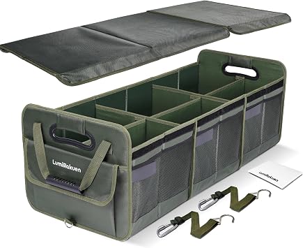 Heavy Duty Trunk Organizer with Lid for SUV & Truck (XL, Green)