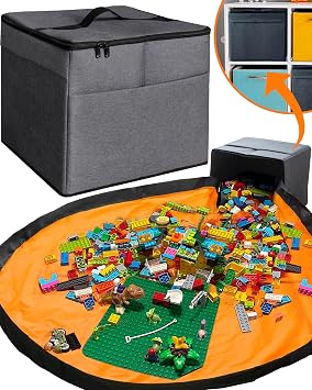 XL Toy Storage Organizer with Play Mat - Storage Bag/Box for Kids, Boys, Girls, Nursery, Playroom - Basket for Building 