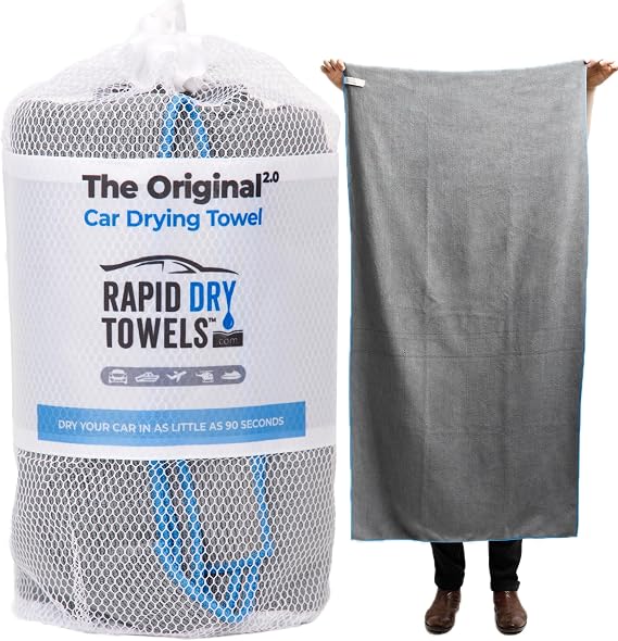 Rapid Dry Towels Original 2.0 Microfiber Car Drying Towel | 150 x 75cm | Extra Large Channel Weave Drying Cloth | Ultra 