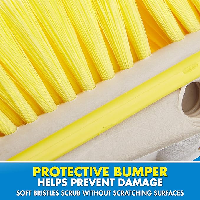 STAR BRITE Premium 8" Soft Brush Head W/Bumper - Dual Connections Fit Either Standard 3/4" Threaded Poles or Extend-A-Brush Handles (Soft) (Yellow) (040161)