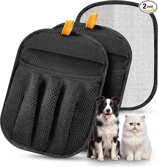 Pet Hair Remover Glove 2-Pack for Couch, Carpet, Bed, Car Seat & Clothing, Reusable Electrostatic Tool for Cat & Dog Hair