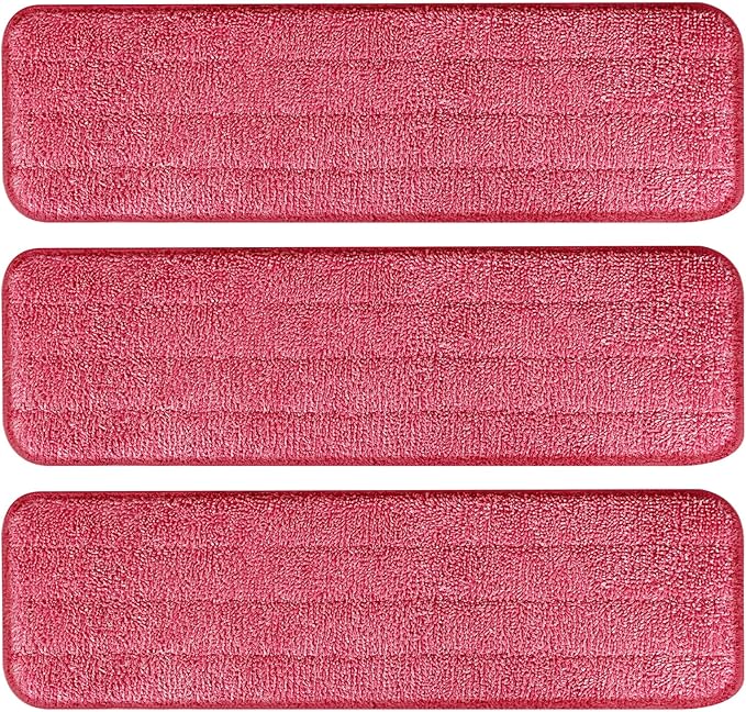 AmaVins 3 Pack Microfiber Cleaning Pads, Reusable Microfiber Mop Pads for 18 Inch Mop, Hardwood Floor Replacement Cleaning Mop Pads, Machine Washes