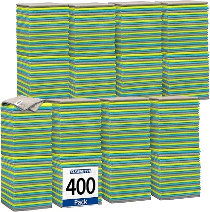 FIXSMITH Shop Towels-400 Pack, Multi-Functional Shop Rags, 12 x 16 in Microfiber Cleaning Cloth, Highly Absorbent Cleani
