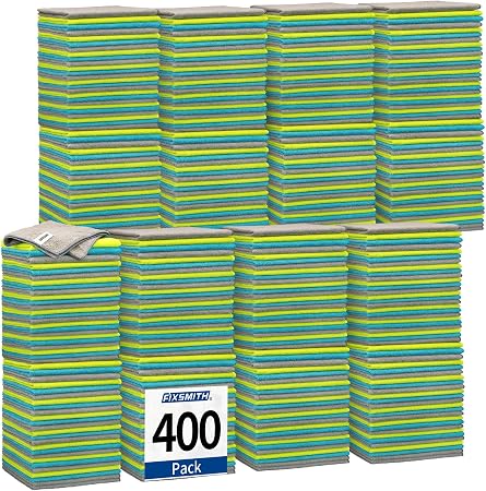 FIXSMITH Shop Towels-400 Pack, Multi-Functional Shop Rags, 12 x 16 in Microfiber Cleaning Cloth, Highly Absorbent Cleani
