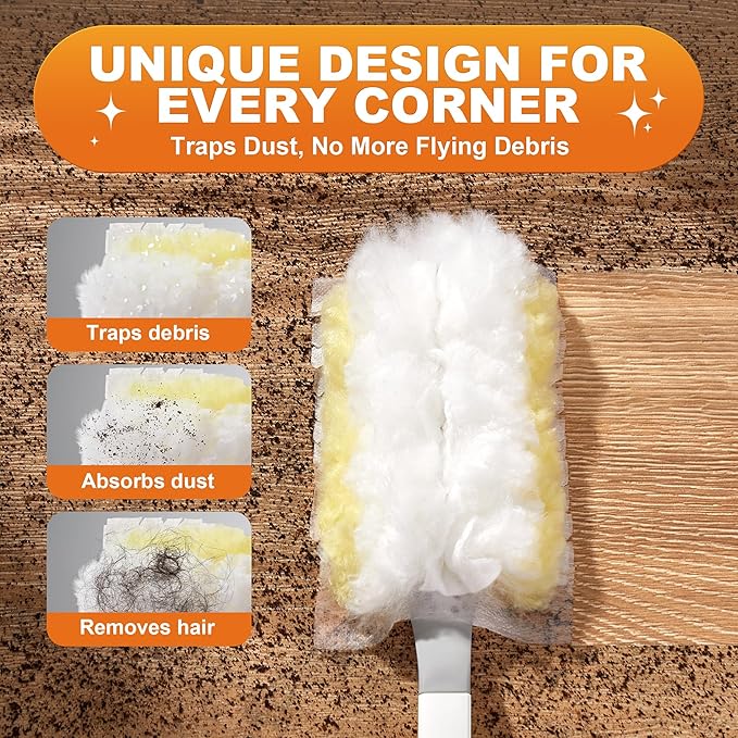 JOYMOOP Disposable Dusters for Cleaning, Heavy Duty Refills, Multi-Surface Dusting Brush for Pet Hair and Home Cleaning - Yellow