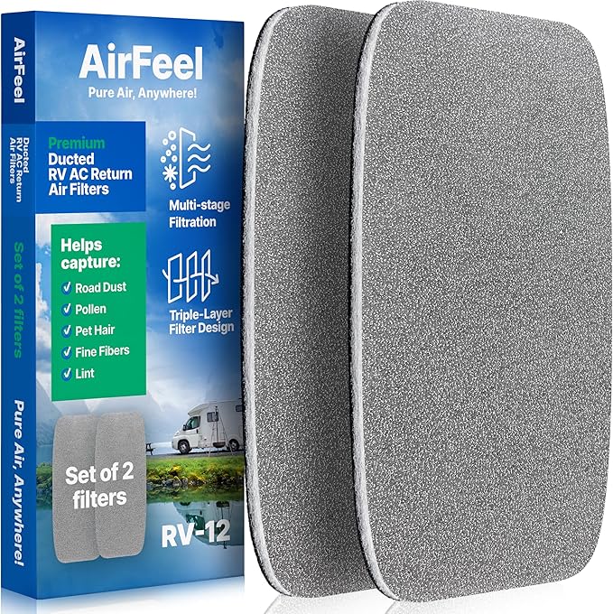 Premium RV AC Return Air Vent Filters - 12.75″x 5.625″ Ducted Filters Replacement for Jayco, Entegra, Montana - Intake Air Vent Filter for Camper, Motorhome, Travel Trailer, Fifth Wheel (2 Filters)