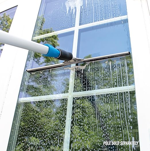 Unger Connect and Clean 16” Performance Window and Glass Cleaning Squeegee with Replacement Rubber, Cleaning Supplies, Heavy Duty Household Cleaner Tools with Streak-Free Results