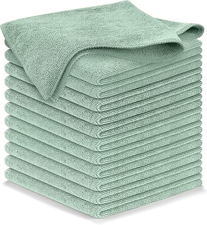 USANOOKS Microfiber Cleaning Cloth - Sea Green - 12Pcs (12.5x12.5 inch) High Performance - 1200 Washes, Ultra Absorbent 