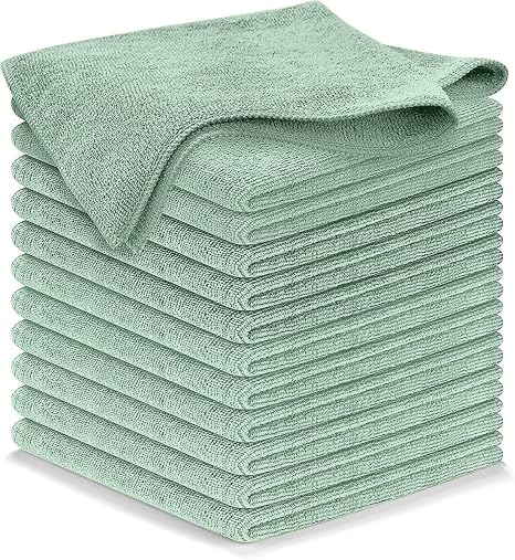USANOOKS Microfiber Cleaning Cloth - Sea Green - 12Pcs (12.5x12.5 inch) High Performance - 1200 Washes, Ultra Absorbent 