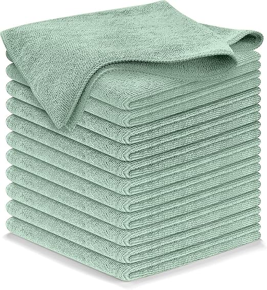 USANOOKS Microfiber Cleaning Cloth - Sea Green - 12Pcs (12.5x12.5 inch) High Performance - 1200 Washes, Ultra Absorbent 