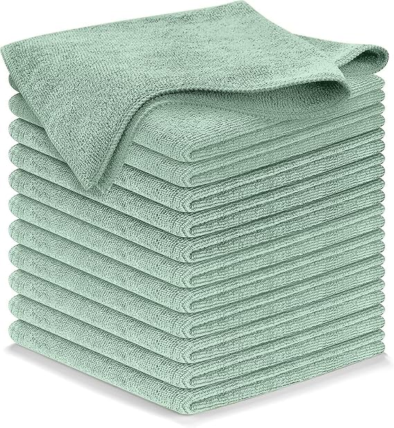 USANOOKS Microfiber Cleaning Cloth - Sea Green - 12Pcs (12.5x12.5 inch) High Performance - 1200 Washes, Ultra Absorbent 