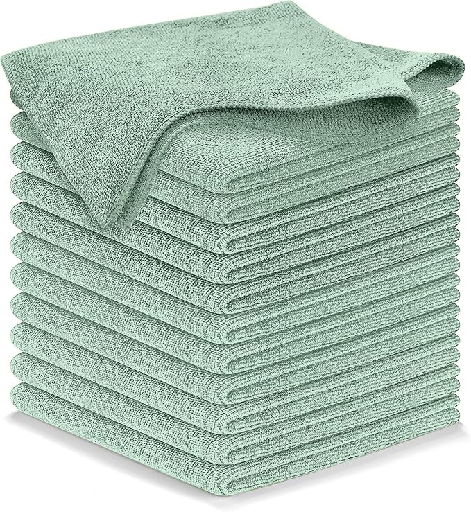 USANOOKS Microfiber Cleaning Cloth - Sea Green - 12Pcs (12.5x12.5 inch) High Performance - 1200 Washes, Ultra Absorbent 