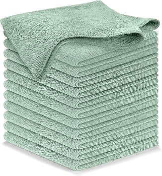 USANOOKS Microfiber Cleaning Cloth - Sea Green - 12Pcs (12.5x12.5 inch) High Performance - 1200 Washes, Ultra Absorbent 