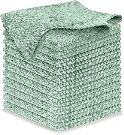 USANOOKS Microfiber Cleaning Cloth - Sea Green - 12Pcs (12.5x12.5 inch) High Performance - 1200 Washes, Ultra Absorbent 
