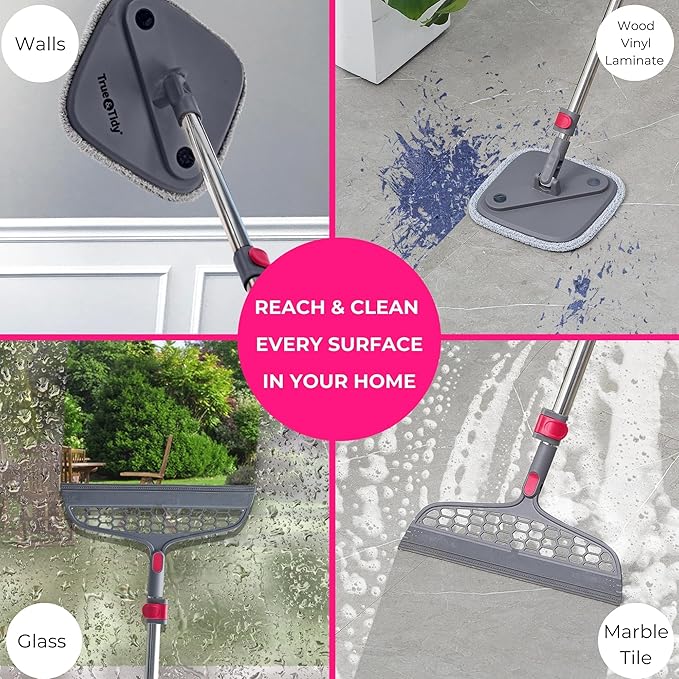 Heavy Duty Square Spin Mop for Floor Cleaning, Separate Compartment for Clean and Dirty Water, Use Any Cleaning Solution, Self Cleaning, Machine Washable Pads