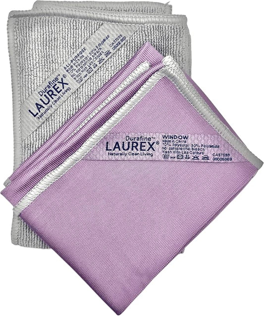 LAUREX Microfiber Window Cleaning Cloth, Streak-Free Glass & Mirror Towels, Lint-Free, Scratch-Free Reusable Cleaning Cloth, 2-Pack