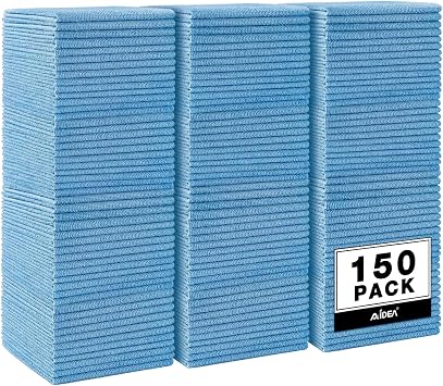 AIDEA Microfiber Cleaning Cloth,150PK, Blue Shop Towels, Shop Rags 12"×12"