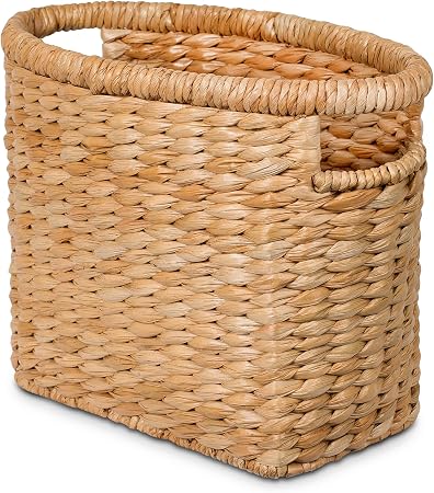 BIRDROCK HOME Sea Grass Storage Basket with Handles - Woven Sea Grass Decorative Rectangle Organizer Bin for Living Room