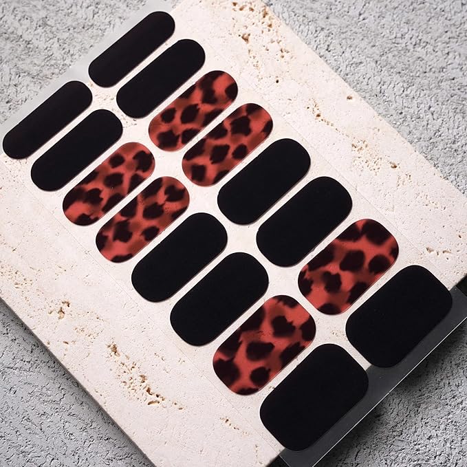 Nail Polish Strips, 32PCS Salon Quality Wraps, Long Lasting Gel Nail Stickers for Women Easy Apply& Remove (Fierce Glaze Black)
