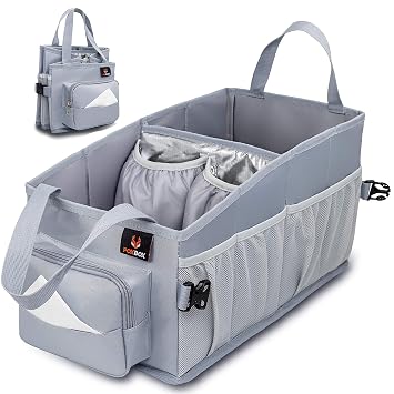 Easy-to-Reach Kids Car Organizer with Tissue Box and Cup Holder for Back Seat, Front Seat, Between Seats, Floor - Tote C