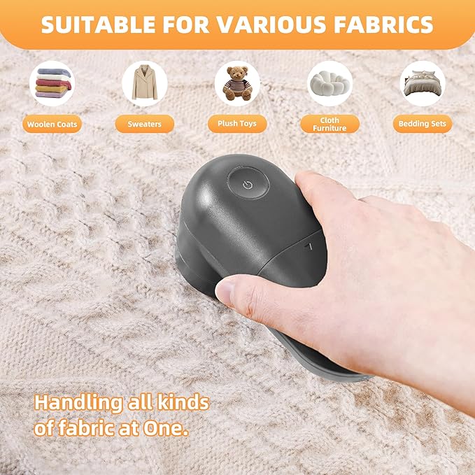 Electric Fabric Shaver and Lint Remover, Portable Fuzz Remover for Clothes and Furniture, Battery Operated, Easy to Use and Clean, Suitable for Sweaters, Blankets.（Dark Grey）