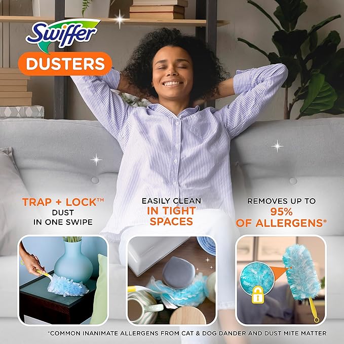 Swiffer Dusters Starter Kit, Kit Includes 1 Handle and 5 Dusters