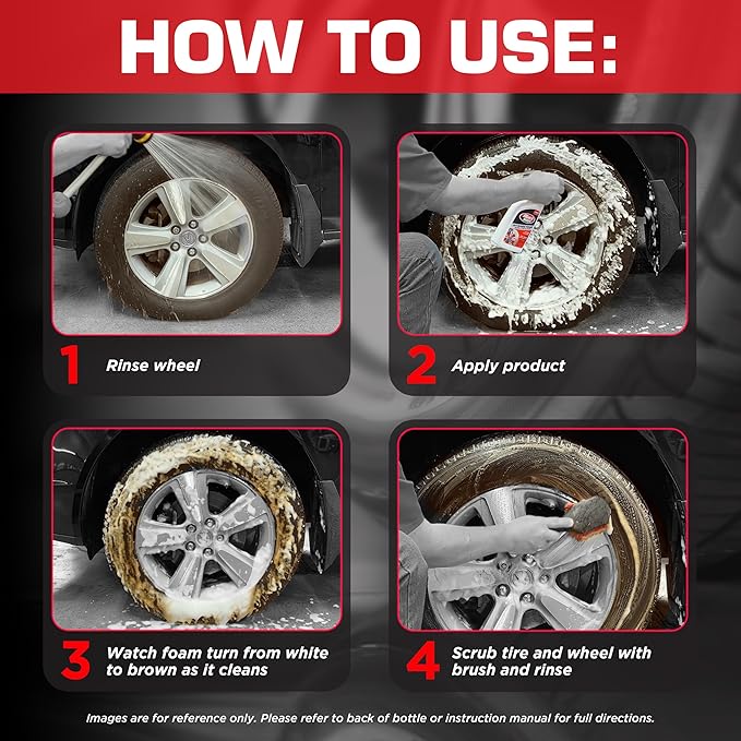 Black Magic 120228 Intense Foam Wheel & Tire Cleaner, High-Foaming Formula for Deep Cleaning, Removes Dirt, Grime & Brake Dust – Safe on All Wheels, 22 Fl Oz