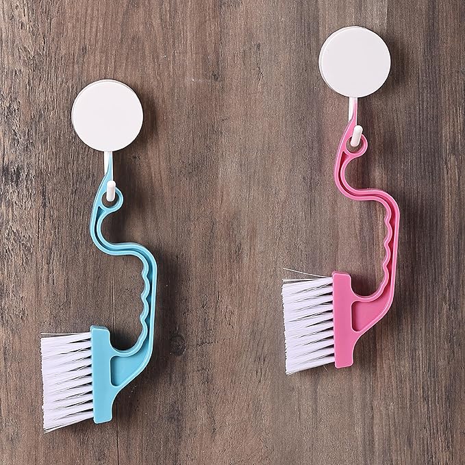 Slick- Window Track Cleaning Brush, 3 Pack, Colorful, Ergonomic Handle, Built-in Scraper, Multipurpose Window Track Cleaning Tools for Faucets, Shower Heads and Drains