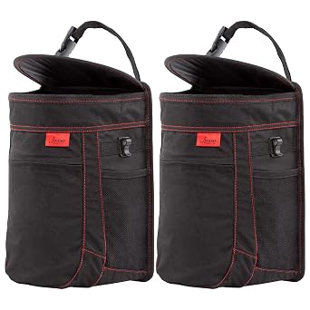 Lusso Gear Spill-Proof Car Trash Can (2 Pack) - Easy to Clean Hanging Garbage Bin - Leak-Proof, Removable Liner, Waterpr